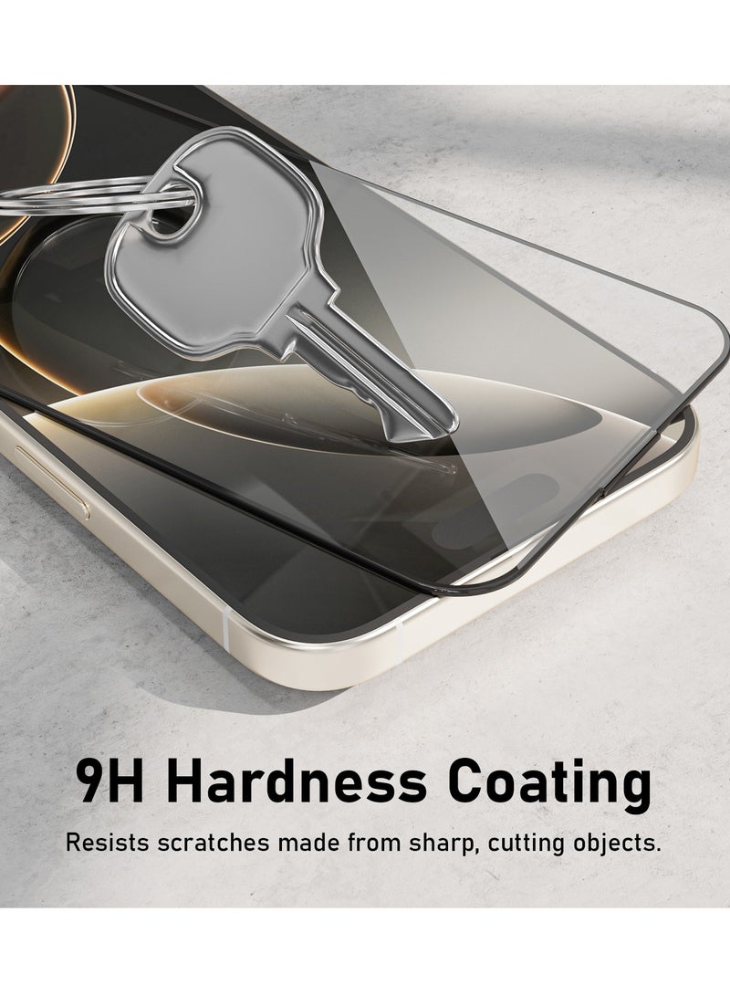 ميزون واقي شاشة iPhone 16 مع مجموعة محاذاة تلقائية عالية الدقة، إطار سهل التركيب وسهل التركيب، حماية من الدرجة العسكرية، مقاوم للخدش ومضاد لبصمات الأصابع، خالٍ من الفقاعات 9H من الزجاج المقوى، شفاف - Image 4