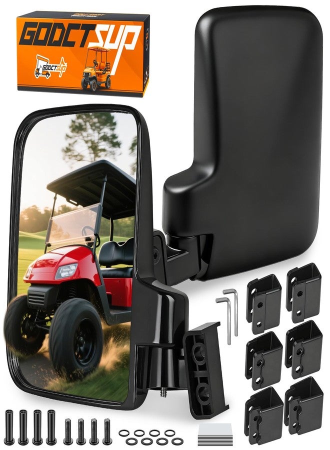 GODCTSUP Golf Cart Mirrors, No Drilling Golf Cart Side Mirrors for Club Car EZGO YAMAHA and Others Square Tube Carts Roof Bracket(0.75/1/1.25 inch), Durable Anti-Shudder, 180 Degree Rotation - Image 1