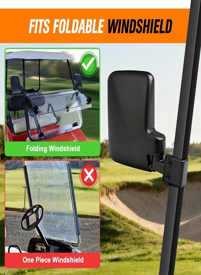 GODCTSUP Golf Cart Mirrors, No Drilling Golf Cart Side Mirrors for Club Car EZGO YAMAHA and Others Square Tube Carts Roof Bracket(0.75/1/1.25 inch), Durable Anti-Shudder, 180 Degree Rotation - Image 5