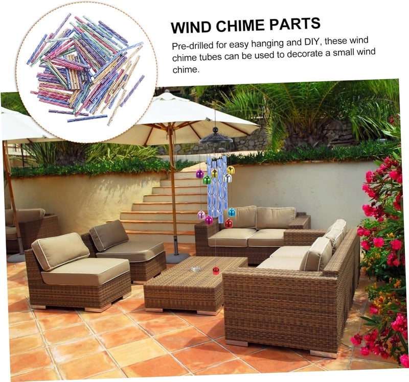 Toddmomy 100pcs Aluminum Wind Chime Tubes Craft Vibrant Metal Wind Chime Components for Outdoor Decoration Pre-drilled for Easy Assembly for Garden and Patio Decor - Image 3