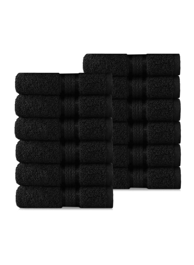 COTTON CRAFT Ultra Soft 12 Pack Wash & Face Cloths 12x12 - Highly Absorbent Bathroom Shower Kitchen Utility Towels - Use Everyday - Easy Care Machine Wash - Premium Ringspun Cotton 580 GSM - Black - Image 1