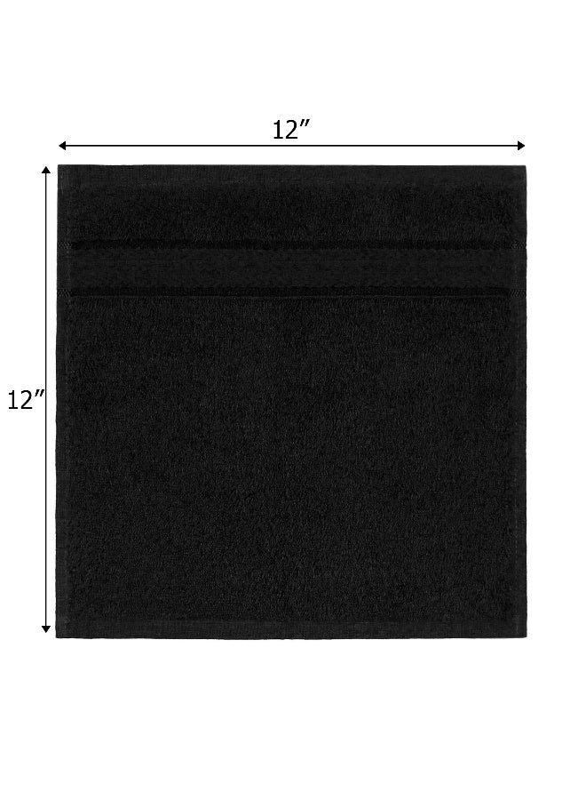 COTTON CRAFT Ultra Soft 12 Pack Wash & Face Cloths 12x12 - Highly Absorbent Bathroom Shower Kitchen Utility Towels - Use Everyday - Easy Care Machine Wash - Premium Ringspun Cotton 580 GSM - Black - Image 2