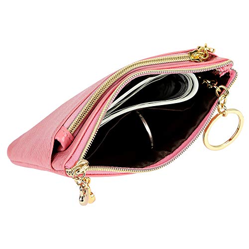 Cynure Women's Genuine Leather Coin Purse Zipper Pocket Size Pouch Change Wallet, Pink - Image 4