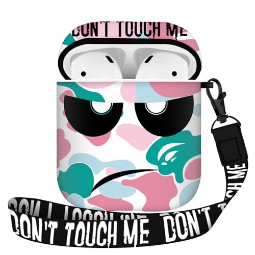 Youtec for Airpods Case, Don't Touch Me for Airpods Cover with Keychain/Lanyard Soft Cute Shockproof Cover for Women Men Compatible with for Airpods 2/1 Charging Case,Pink - Image 1