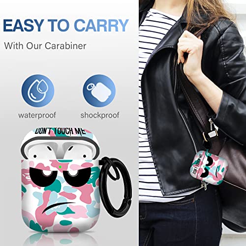 Youtec for Airpods Case, Don't Touch Me for Airpods Cover with Keychain/Lanyard Soft Cute Shockproof Cover for Women Men Compatible with for Airpods 2/1 Charging Case,Pink - Image 3