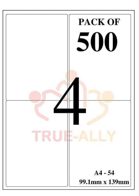 True-Ally Easy Ship Sticky Paper a4 Size Pack of 400 Labels (100 Sheets) Print Order Shipping Address Pre-Cut Labels Invoices Stickers (4 Labels in 1 Sheet) (A4ST4-100 Sheets) - Image 4