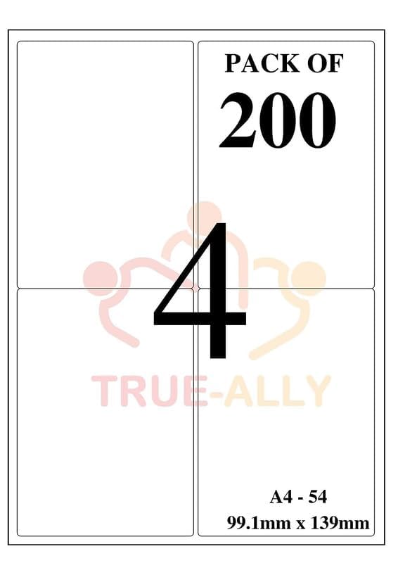 True-Ally Easy Ship Sticky Paper a4 Size Pack of 400 Labels (100 Sheets) Print Order Shipping Address Pre-Cut Labels Invoices Stickers (4 Labels in 1 Sheet) (A4ST4-100 Sheets) - Image 3