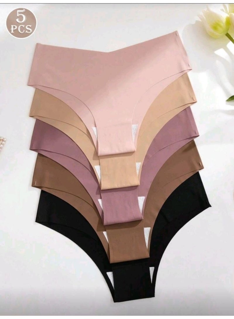 SHEIN-5pcs Women Seamless Underwear, Comfortable Skin-Friendly Hipster Panty - Image 1