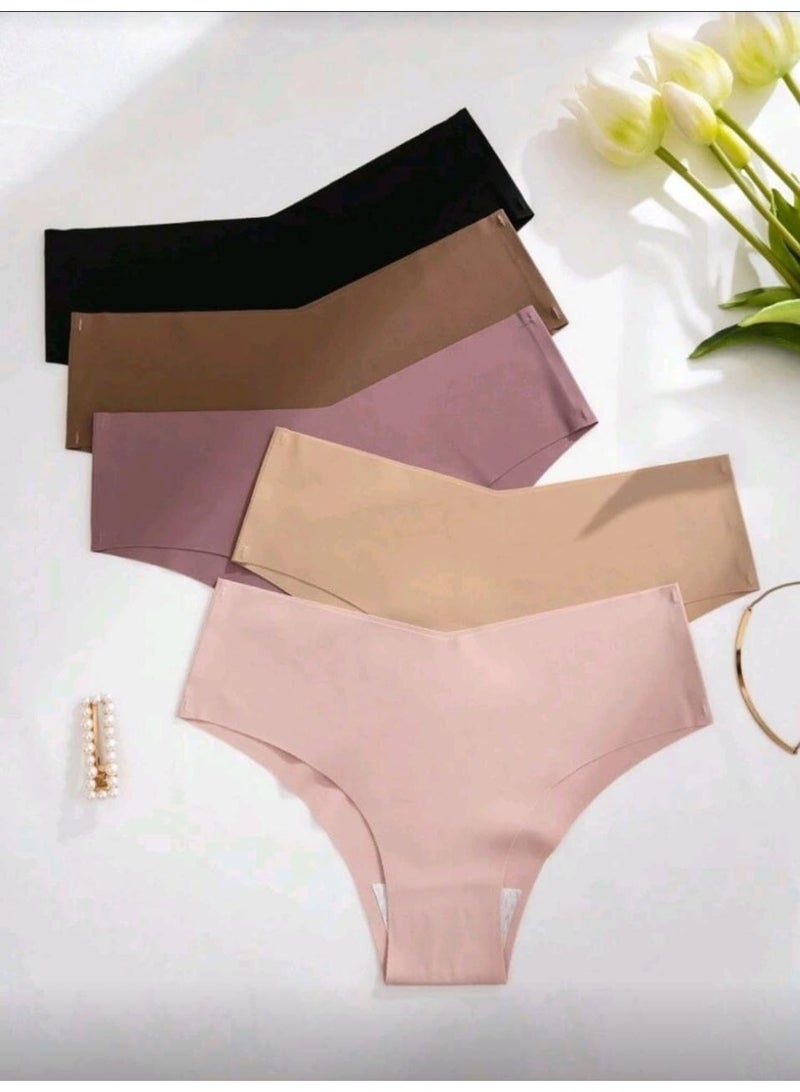 SHEIN-5pcs Women Seamless Underwear, Comfortable Skin-Friendly Hipster Panty - Image 3