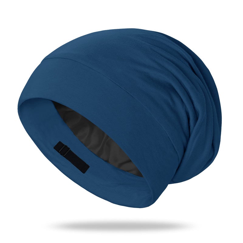 OLESILK Mulberry Silk Bonnet for Men Mens Bonnet for Curly Hair 100 Real Silk Hair Bonnet for Sleeping Night Cap for Frizzy Hair Royalblue