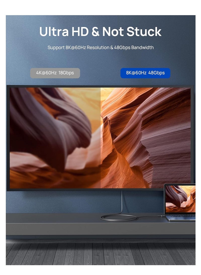 جيسوس كابل HDMI 8K طول 10 قدم سرعة 48 جيجا يدعم 4k عند 120 هرتز و8K 60 بتقنية HDR10+ اتش دي سي بي 2.2 و2.3 تي اس اكس ثري دولبي لـ PS4 برو PS5 وتلفزيون روكو وجهاز بروجيكتور وبلو راي 8K-أسود - Image 3