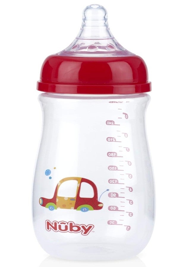 Nuby Wide Neck Bottle with Anti-Colic Air System, Colors/Prints May Vary, 1 Pack of 1 Bottle - Image 1