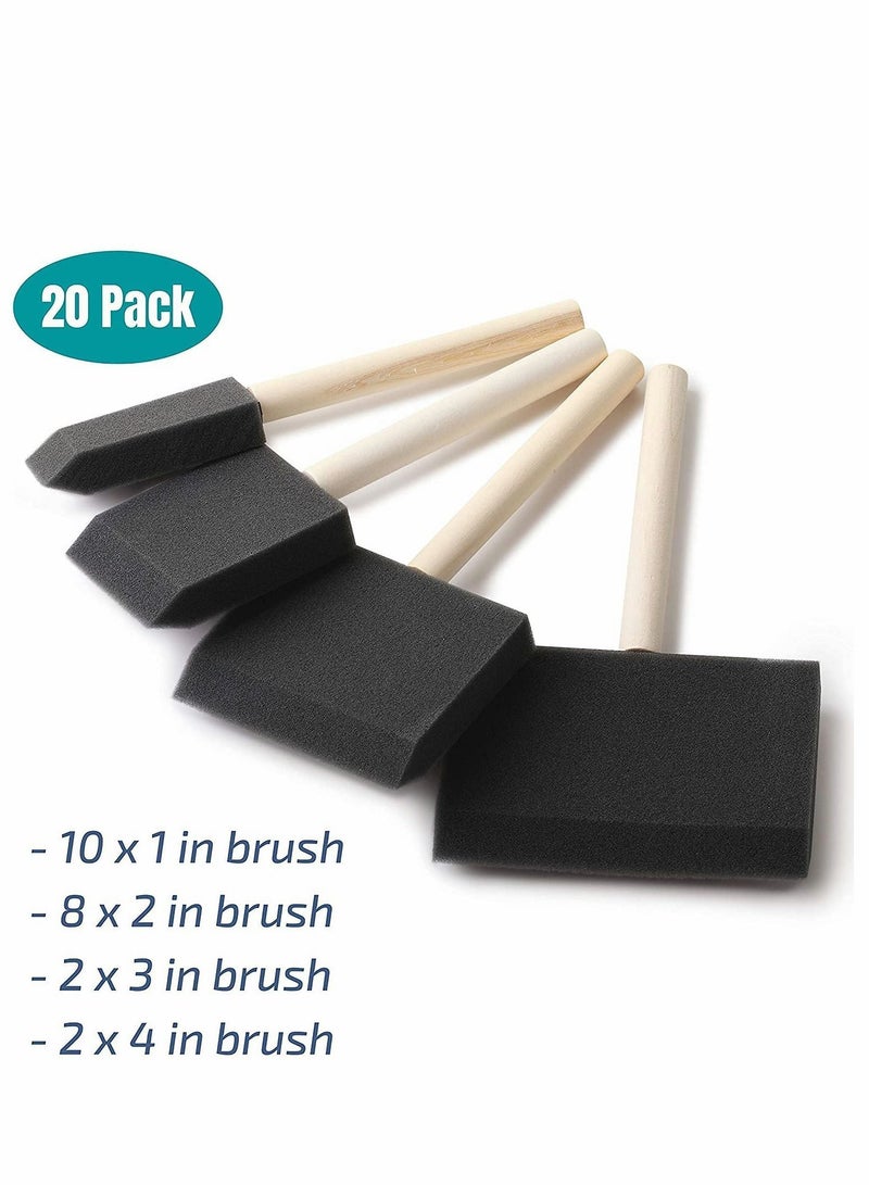 Y&D Foam Paint Brushes Assorted Sizes 20 Pcs Sponge Brush for Painting Staining Polyurethane - Image 2