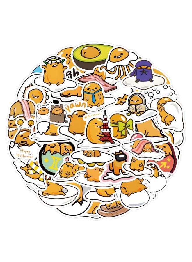NIBEMINENT 60 Pcs Gudetama Deco Kit Waterproof Stickers, High Definition Printing Bright Colors, Suitable for Laptop Skateboard Luggage Water Bottle Guitar DIY - Image 1