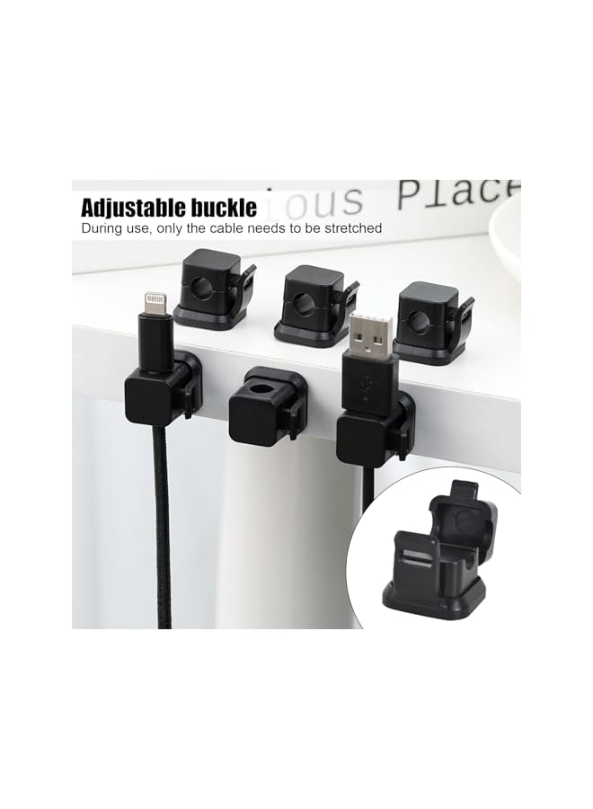 Green Tiger 6 pcs cable clips cable holder, magnetic cable organizer, cable clamps self-adhesive, cable management holder, cable holder, for desk, bedside table, USB charging cables (Black) - Image 3