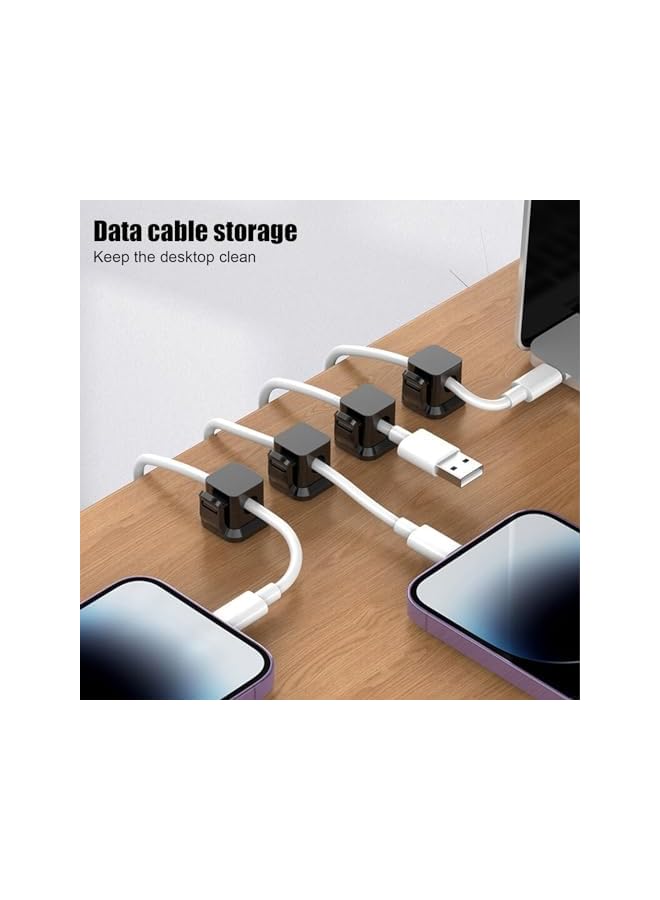 Green Tiger 6 pcs cable clips cable holder, magnetic cable organizer, cable clamps self-adhesive, cable management holder, cable holder, for desk, bedside table, USB charging cables (Black) - Image 5