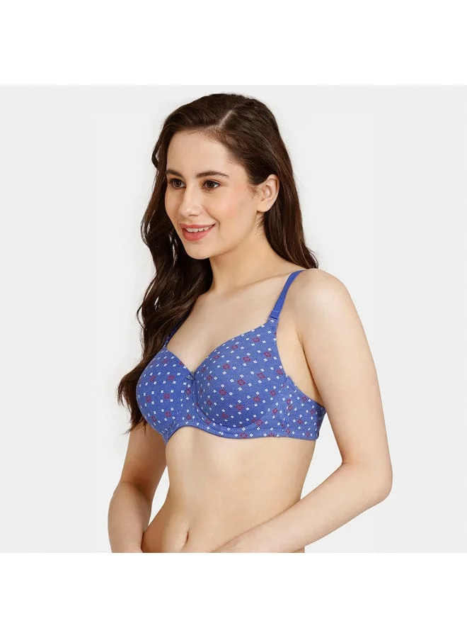 zivame Zivame All-Over Printed Padded Wired T-shirt Bra with Hook and Eye Closure
