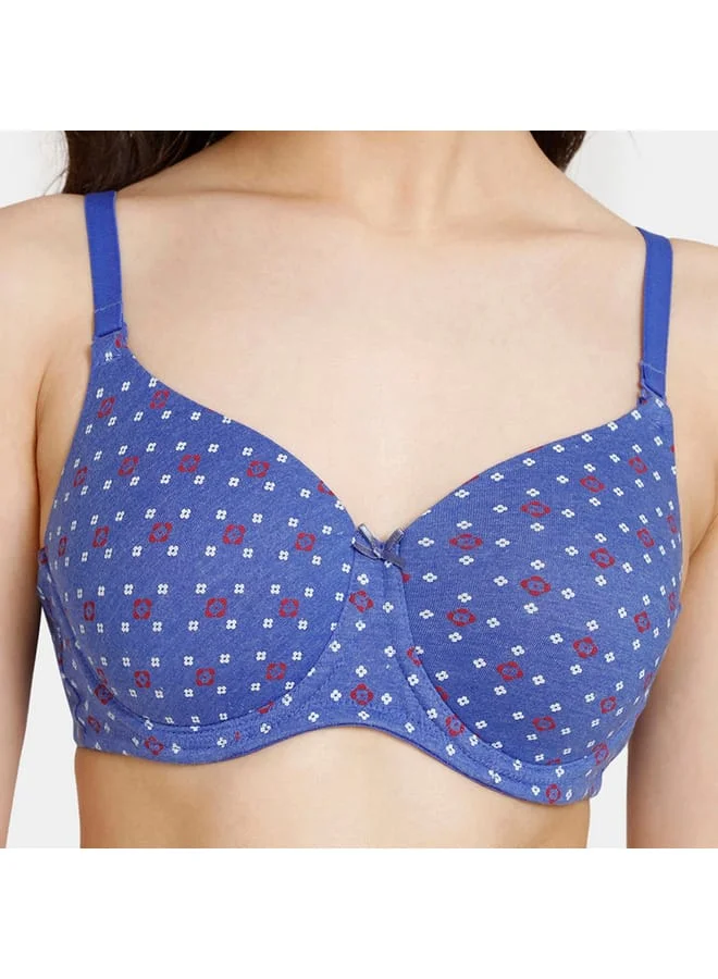zivame Zivame All-Over Printed Padded Wired T-shirt Bra with Hook and Eye Closure
