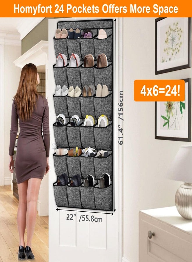 homyfort Over the Door Shoe Organizer, Hanging Shoe Rack Storage Holder with 24 Large Pockets for Closet Door, Men Women Kids Shoes, Cruise (Black) - Image 3