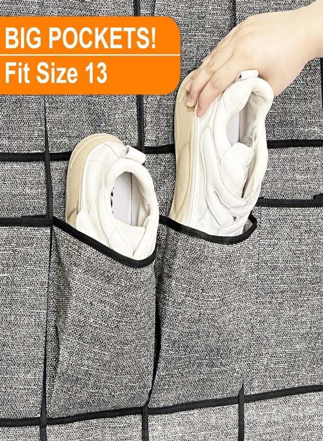 homyfort Over the Door Shoe Organizer, Hanging Shoe Rack Storage Holder with 24 Large Pockets for Closet Door, Men Women Kids Shoes, Cruise (Black) - Image 2