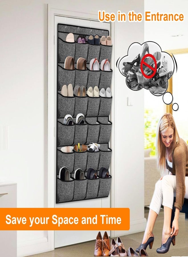homyfort Over the Door Shoe Organizer, Hanging Shoe Rack Storage Holder with 24 Large Pockets for Closet Door, Men Women Kids Shoes, Cruise (Black) - Image 5