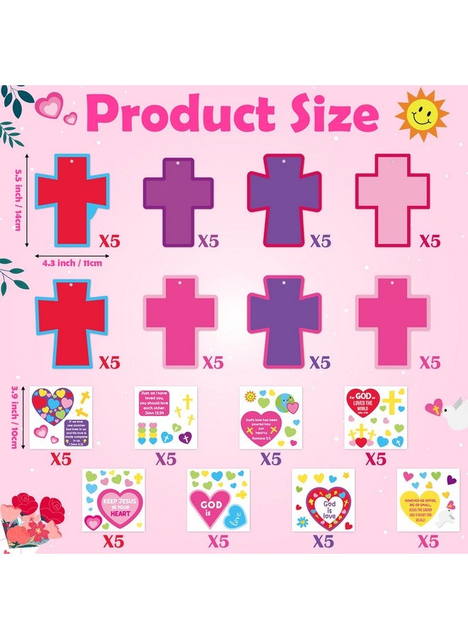 BeYumi Valentine Cross Craft Kit - 123Pcs Valentine's Day Cross Craft Kit DIY Christian Religious Hanging Ornament Make Your Own Sunday School Decoration Home Classroom Party Art Supplies for Kids - Image 2
