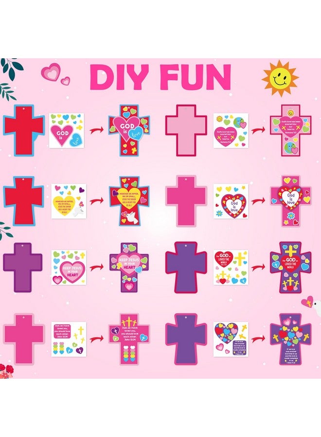 BeYumi Valentine Cross Craft Kit - 123Pcs Valentine's Day Cross Craft Kit DIY Christian Religious Hanging Ornament Make Your Own Sunday School Decoration Home Classroom Party Art Supplies for Kids - Image 3