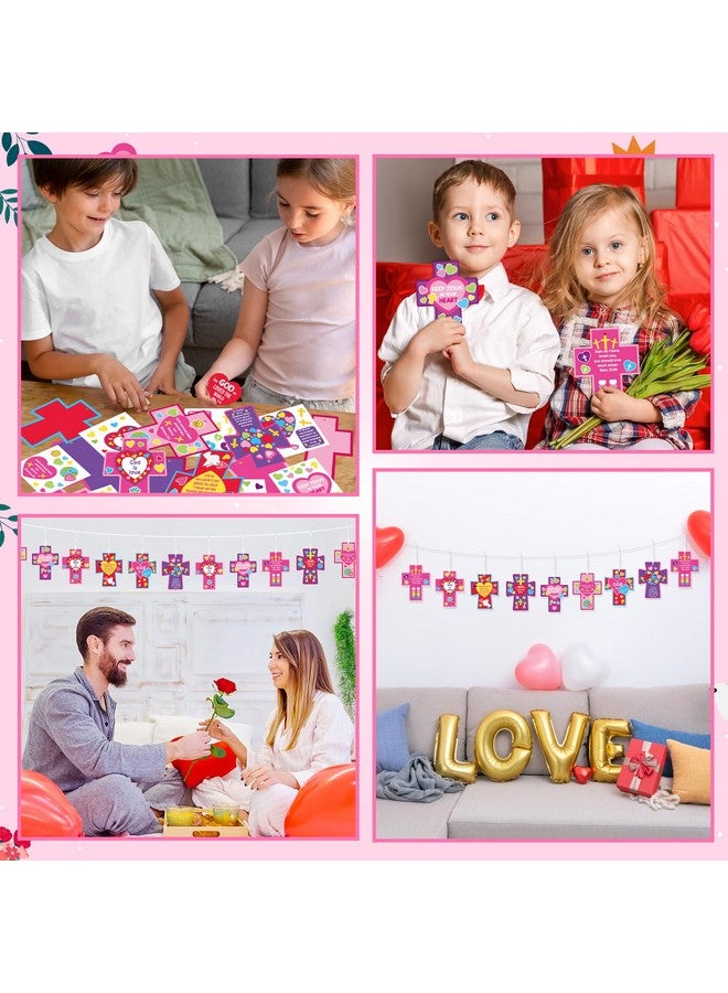 BeYumi Valentine Cross Craft Kit - 123Pcs Valentine's Day Cross Craft Kit DIY Christian Religious Hanging Ornament Make Your Own Sunday School Decoration Home Classroom Party Art Supplies for Kids - Image 5