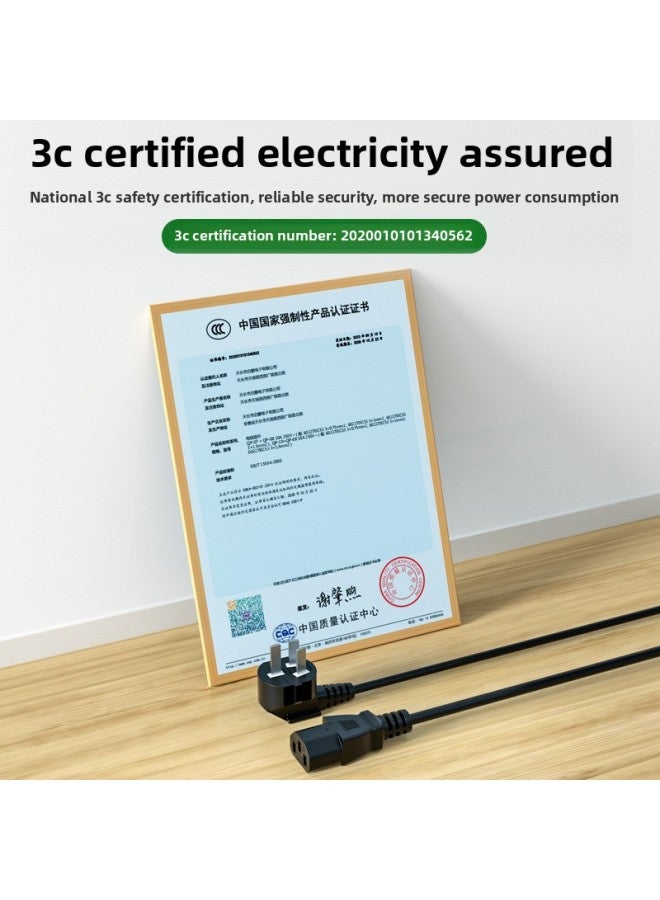 National Standard 3C Three-hole Universal Rice Cooker Desktop Host Display Rice Cooker 3-core Product Word Tail Power Cord-Color:Bend Insert 3X1.0 Square 2 Meters = Black  - Image 3