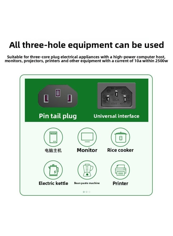 National Standard 3C Three-hole Universal Rice Cooker Desktop Host Display Rice Cooker 3-core Product Word Tail Power Cord-Color:Bend Insert 3X1.0 Square 2 Meters = Black  - Image 2