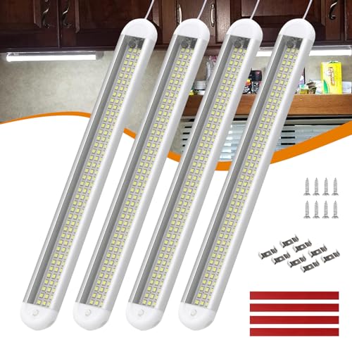 RVZONE 12V LED Interior Light Bar | 120LEDs 1800LM 8W DC 12 Volt led Strip Lights with ON/Off Switch RV Led Lights Interior for Camper Truck Van RV Trailer Cargo Lights Fixture Motorhome (4Pack) - Image 1