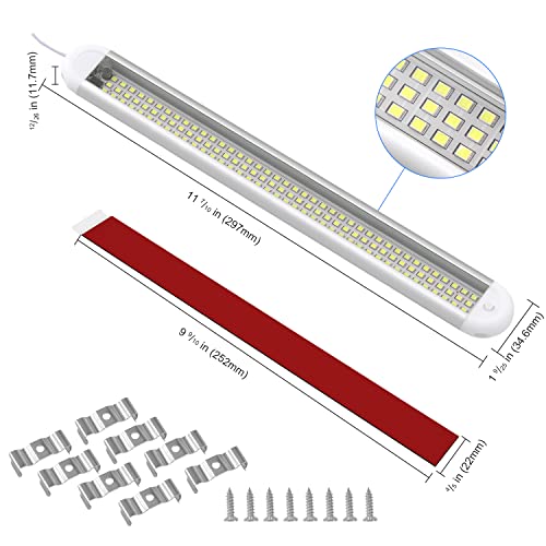 RVZONE 12V LED Interior Light Bar | 120LEDs 1800LM 8W DC 12 Volt led Strip Lights with ON/Off Switch RV Led Lights Interior for Camper Truck Van RV Trailer Cargo Lights Fixture Motorhome (4Pack) - Image 5