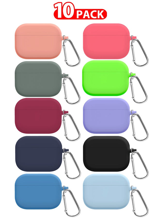 CATANES 10 Pack Shockproof Case For Airpod Pro Silicone Protective Case Shockproof Case Ultra Slim Cover with Keychain Carabiner Multicolour - Image 1