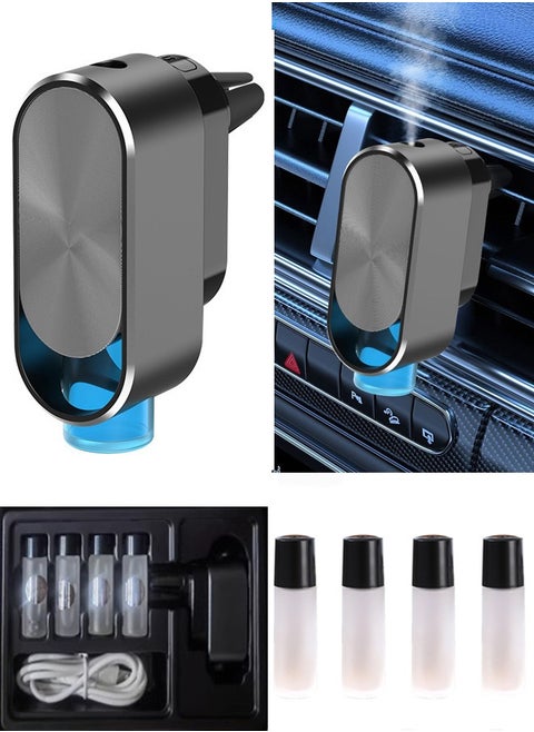 Upgraded Car Air Freshener Rechargeable Car Fragrance Diffuser Level 3 Adjustable Smart Car Diffuser 3 Bottles of Cologne