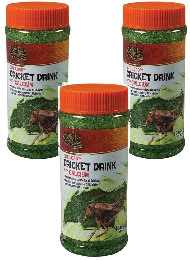 Zilla Reptile Food Gut Load Cricket Drink, with Calcium, 16-ounce (3 Pack)