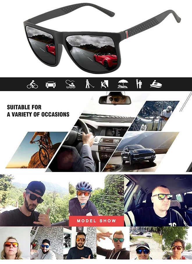 AZorb Men's Sunglasses Square Classic Design Men Women Sun Glassess UV400 Protection Lens Sun Glas Shades for Driving Travel Daily Sunglass Eyewear Black  - Image 4