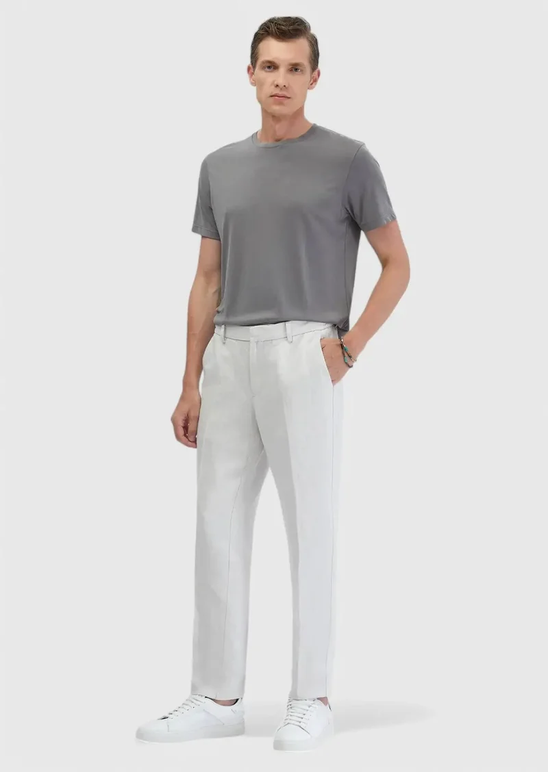 RAMSEY Sandy Weaving Jogging Fit Casual Linen Blended Trousers