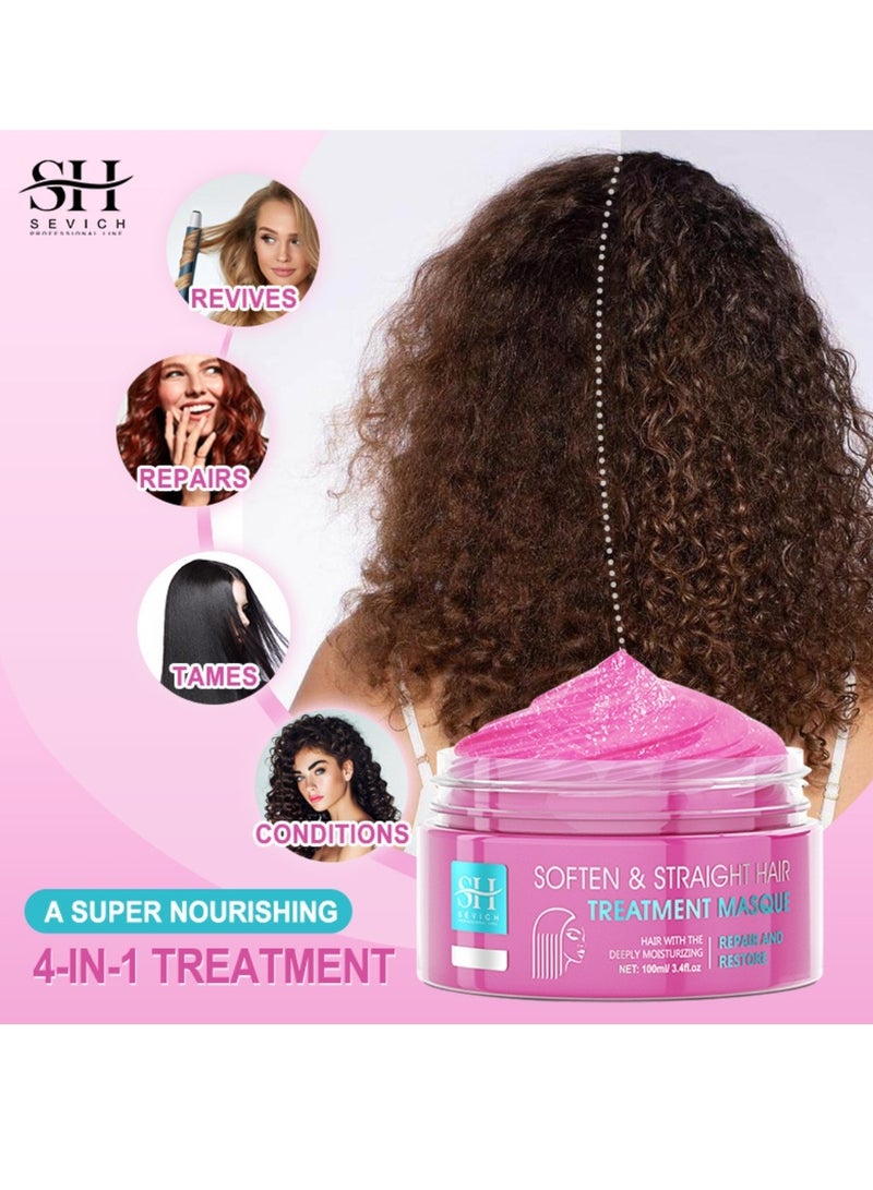 Sevich 100ml Soften and Straight Hair Treatment Mask Repair and Restore Dry Damaged Hair Follicles Deeply Moisturizing Hydrating Hair Treatment Mask Smoother Softer Stronger and Straightener Hair Mask - Image 3