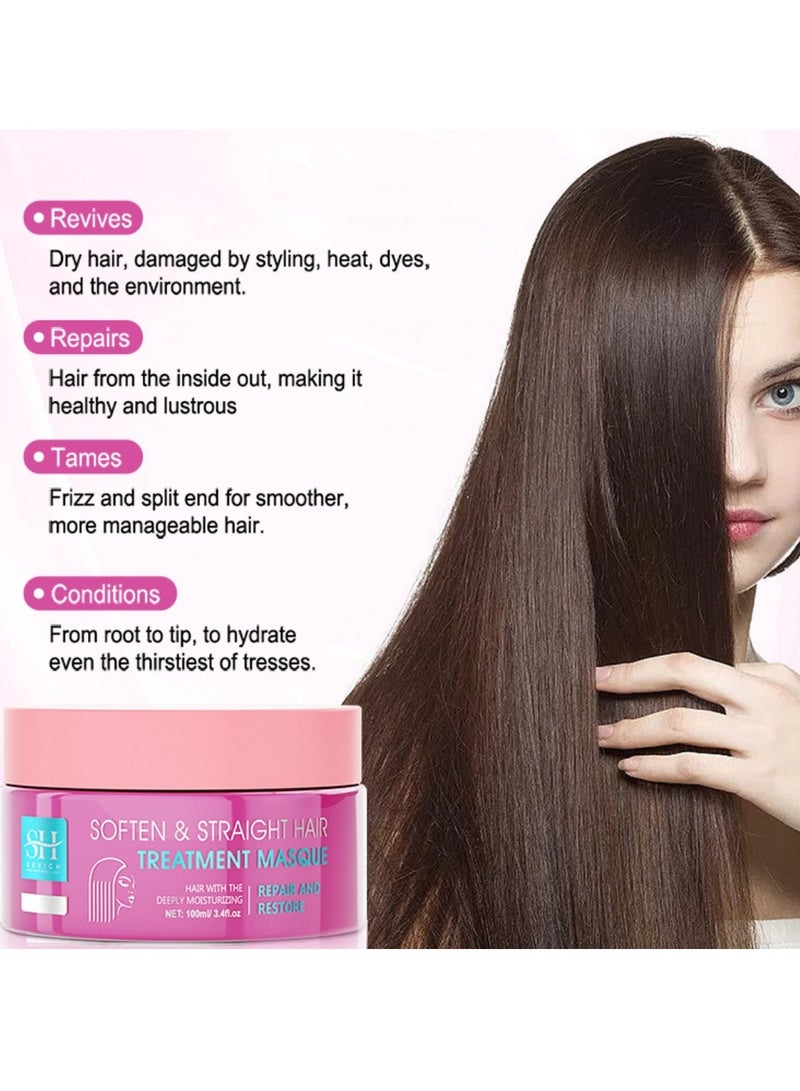 Sevich 100ml Soften and Straight Hair Treatment Mask Repair and Restore Dry Damaged Hair Follicles Deeply Moisturizing Hydrating Hair Treatment Mask Smoother Softer Stronger and Straightener Hair Mask - Image 4
