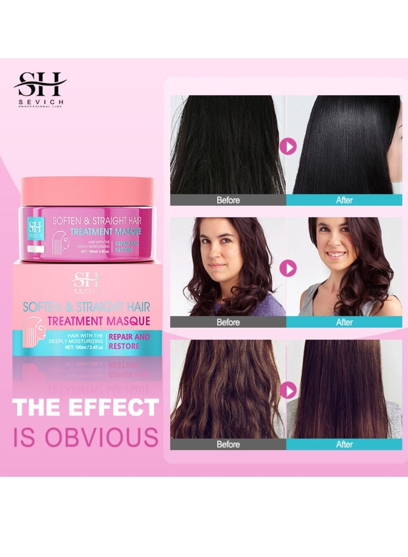 Sevich 100ml Soften and Straight Hair Treatment Mask Repair and Restore Dry Damaged Hair Follicles Deeply Moisturizing Hydrating Hair Treatment Mask Smoother Softer Stronger and Straightener Hair Mask - Image 5