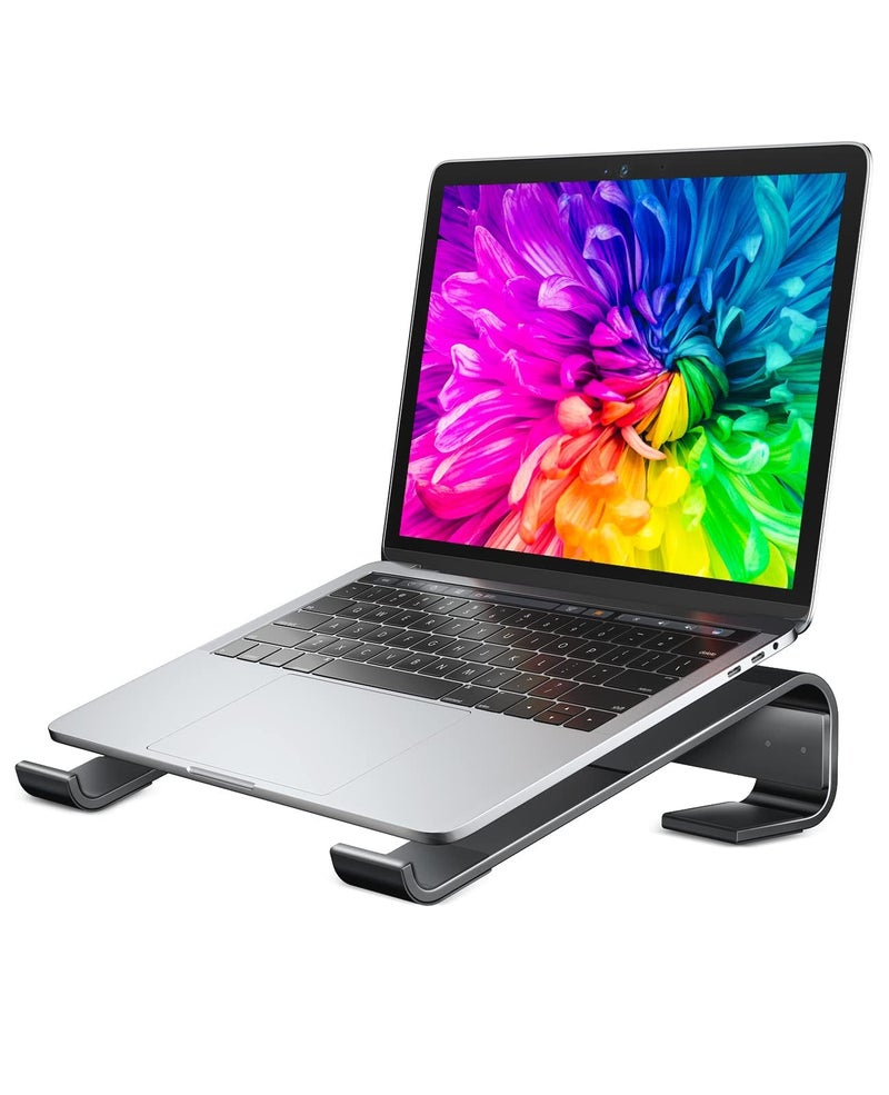 Soqool Laptop Stand for Desk, Ergonomic Detachable Laptop Riser, Aluminum MacBook Stand, Compatible with 12-17'' All Laptops Such as MacBook Pro/HP/Dell/Lenovo, Black - Image 1