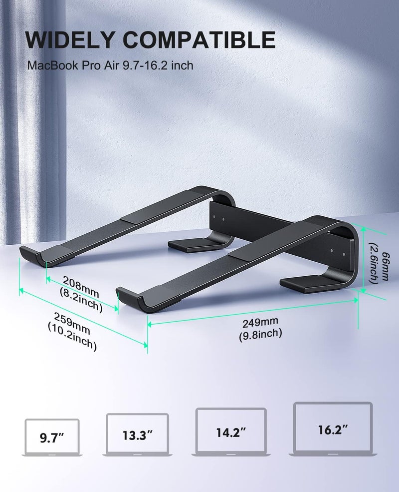 Soqool Laptop Stand for Desk, Ergonomic Detachable Laptop Riser, Aluminum MacBook Stand, Compatible with 12-17'' All Laptops Such as MacBook Pro/HP/Dell/Lenovo, Black - Image 4