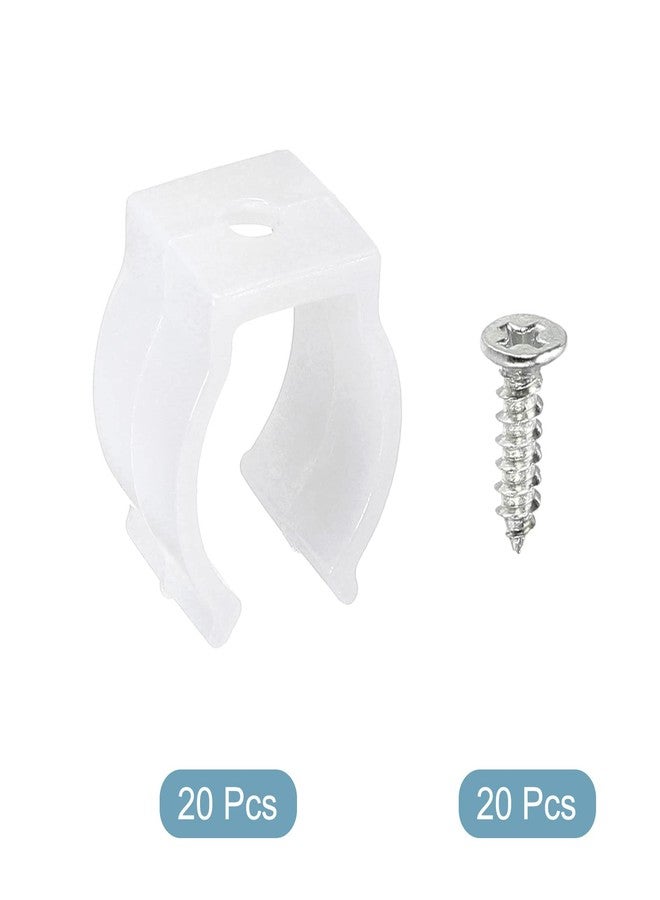 MECCANIXITY T5 U Clips Holder Bracket Fluorescent Tube Light Fixture Plastic Pipe Clamps with Screws for LED Bulbs Ceiling Lamp, White Pack of 20 - Image 3