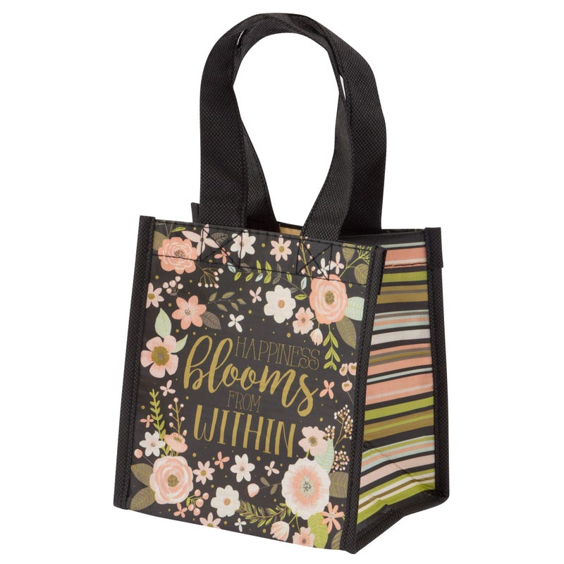 Karma Reusable Gift Bags - Tote Bag and Gift Bag with Handles - Perfect for Birthday Gifts and Party Bags RPET 1 Charcoal Flowers Small - Image 1