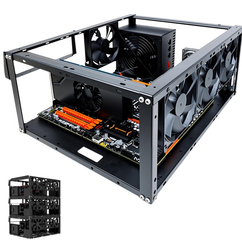 JOYJOM PC Test Bench,Open Air PC Case,Open Frame Computer Chassis, DIY Stackable Techbench Server Rack Mount PC Case for ATX MATX ETAX X79 X99 X10DRL-I X12DPI-N6 Micro ATX Motherboards - Image 1