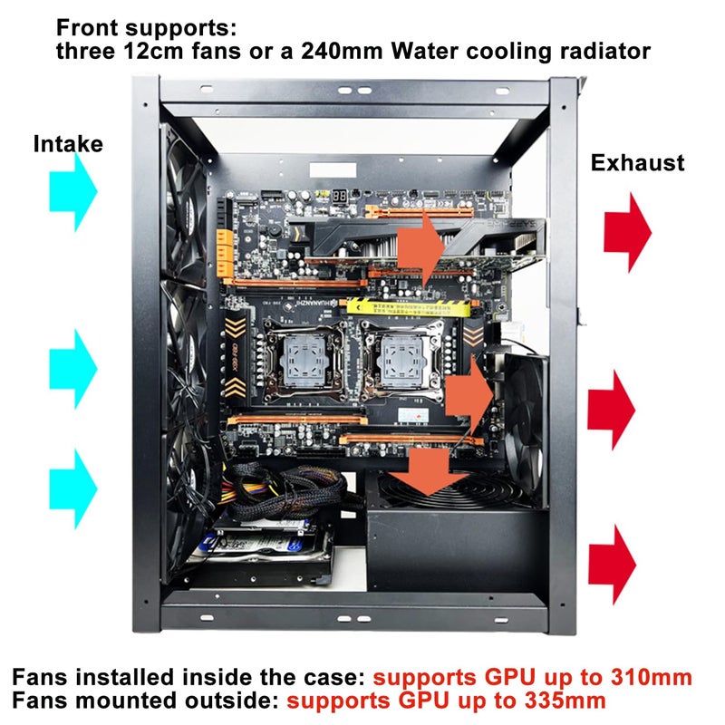 JOYJOM PC Test Bench,Open Air PC Case,Open Frame Computer Chassis, DIY Stackable Techbench Server Rack Mount PC Case for ATX MATX ETAX X79 X99 X10DRL-I X12DPI-N6 Micro ATX Motherboards - Image 3