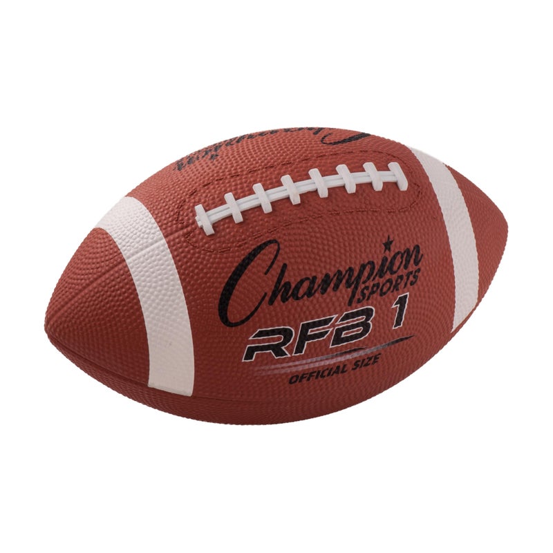 Champion Sports Rubber Football â€“ Durable All-Weather Football with Enhanced Grip - Backyard Play & Training - Official Size - Image 1