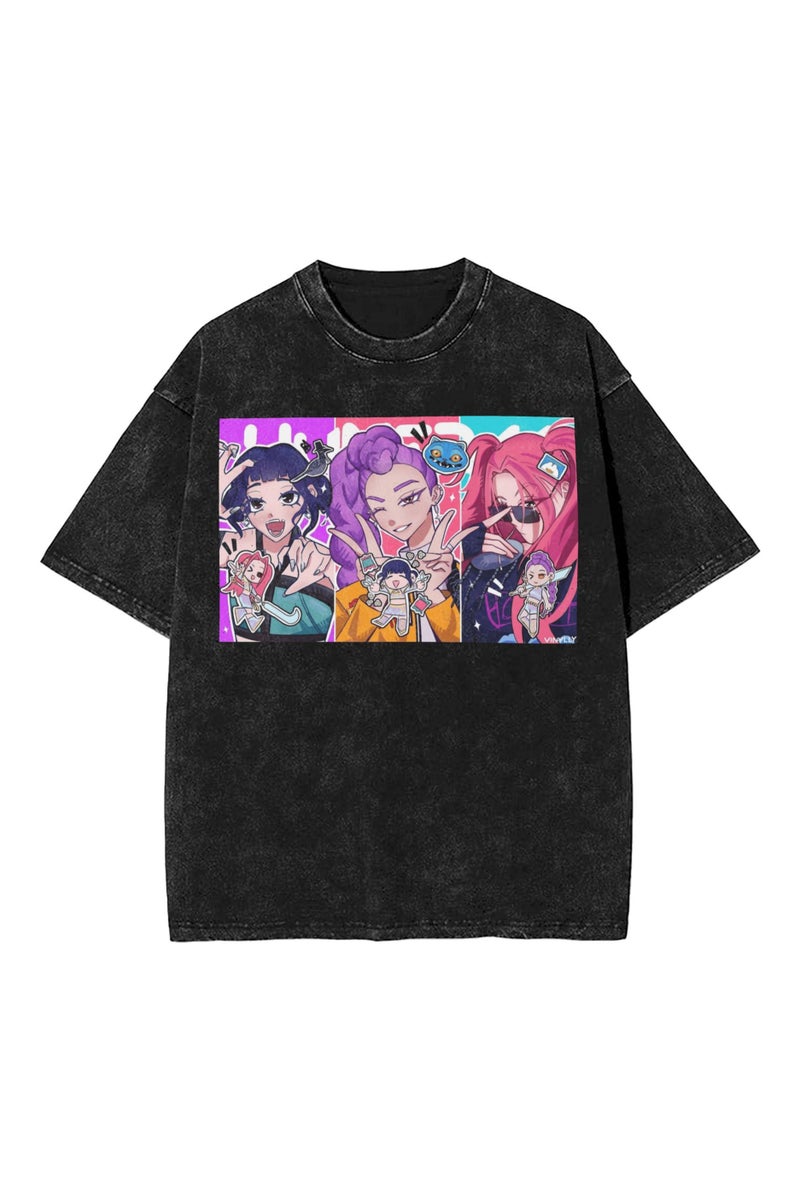 عام تيشيرت Kpop Demon Hunters المطبوع بأكمام قصيرة يتميّز برسومات شخصياته الزاهية، ويتناسب بمرونة مع مختلف إطلالاتك اليومية. - Image 1