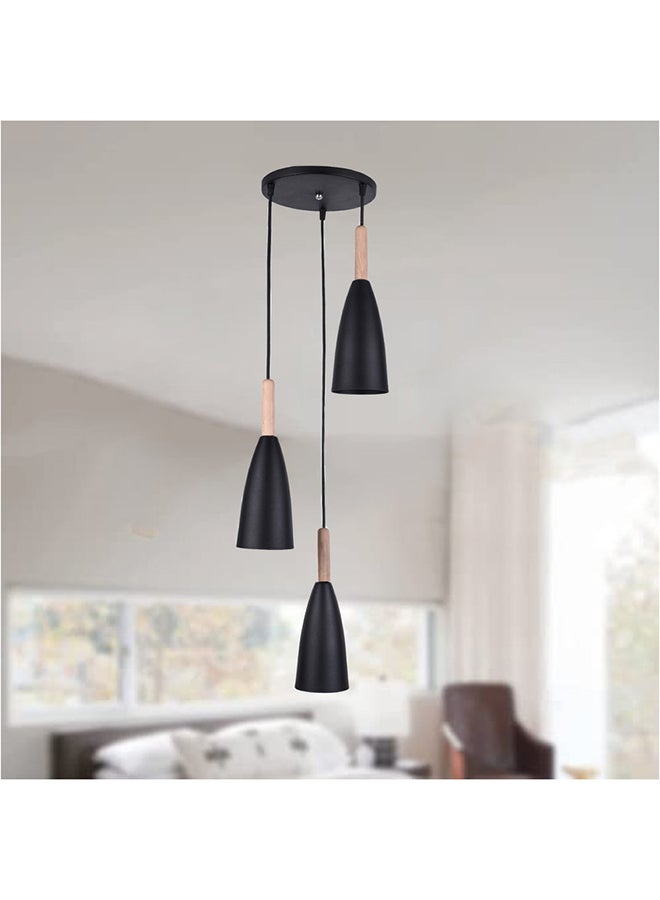 El Rawda Lighting Rocket Triple Ceiling Lamp | modern decorative LED E27 pendant light ceiling lamp hanging | suitable for any room | Color: Black | Size: 70x26 cm