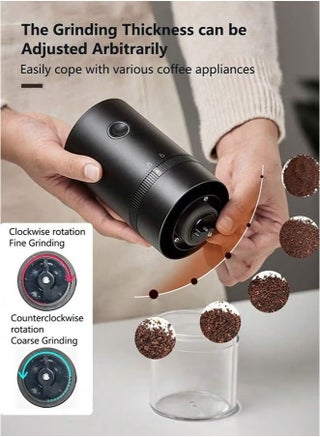 Portable Electric Coffee Grinder, Electric Coffee Grinder, Adjustable Coarseness, with Multiple Grind Settings for French Press Espresso, USB Rechargeable Travel Coffee Maker, Black - view 5
